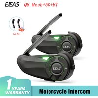 1/2Pcs EJEAS Q8 Motorcycle Mesh Group Intercom Helmet Bluetooth Headset For 6 Riders Talking Interphone Music Sharing FM IP67