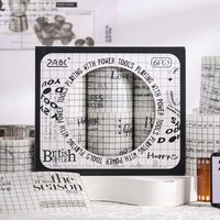 English vintage washi tape,6 rolls black and white color washi tape, easy-to-tear scrapbook decoration paper,DIY school supplice