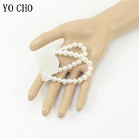 10 PCS Elastic Pearl Wristband Wristlet Corsage DIY Decor Accessories Handmade Pearl Corsage Wristband for Bride Beach Party