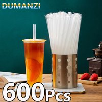 50/600 Stück weiße Jumbo-Smoothie-Strohhalme, Trinkhalme, großer Bubble-Tee, Milchshake, Milchtee-Strohhalme, Party, Hochzeit, Bar, Wohnaccessoire