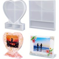1pc- Photo frame resin molds, photo frame resin casting molds, square and heart-shaped molds, used for home desktop decoration