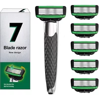 7-Layer Shaver Blade Manual Razor with Replaceable Blades No Skin Damage Blades Shaver Resistant Water Wash Shaver