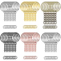 10/25/50 Sets of Key Rings with Chains and Open Jump Rings, 1inch Open Round Key Rings in Bulk Suitable for Crafts and Jewelry Making
