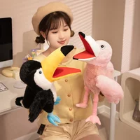 Plush Toucan Hand Puppets for Kindergarten Performance Hand Control Parrot Bald Eagle Peacock Owl Flamingo Soft Toy Educational