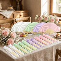 36-Piece Lavender-Colored Fan Set: Bulk Tassel Bags, 12 Fans, 12 Bags, 12 Tassels, Elegant Bamboo Folding Fans,
