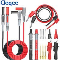 Cleqee P1308B 16-IN-1 Multimeter Test Leads Kit with Replaceable needles alligator clips 4mm Banana Plug to test Hook Clips Set