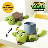1/2sets Funny Turtle Coaster Anti-Slip Heat-Resistant Cup Holder Desk Protect Pad for Home Office Prank Desktop Ornament Gifts