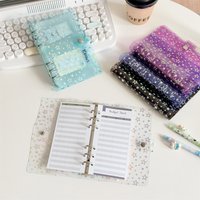 A6 Colorful Glitter Star Loose-leaf Hand Book Student Notebook Ring Binder Kawaii School Supplies