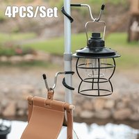 4/8pc Outdoor Camping Pig-Tail Hook Stainless Steel Light Hooks Multifunctional Portable Tent Pole Lantern Hanger For Yard Garde