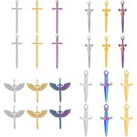 10pcs Vintage Vikings Lunar Phase Sword Charms Norse Cross Moon Pendants Punk Gothic Witch Winged Sword Magic Gifts for Necklace