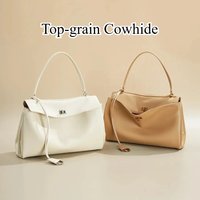 Echte Leder-Tragetasche mit Schnallenverschluss, Große Kapazität Unterarm-Schultertasche Designer-Handtasche Umhängetasche für Damen