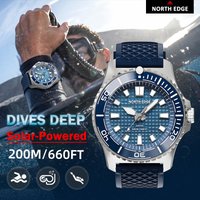NORTH EDGE Men Solar Powered Dive Watch 200ATM Waterproof Luminous Stainless Steel Sports Quartz Wristwatch image 4