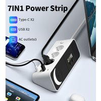 EU desktop corner power strip 2 meter extension cord power Socket ,A model with a small night light and clock,2 USB +2 Type C