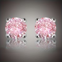 Elegant Pink Synthetic Gemstone Round Cubic Zirconia Stud Earrings for Women's New Fashion Versatile Party Perfect Jewelry Gifts