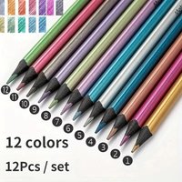 12 Color Metallic Colored Pencils Drawing Sketching Set Painting Colour Pencils Profession Art Supplies For Artist Coloring Pen