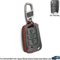 Leather Key Case Key Cover Bag For Volkswagen VW Golf 7 MK7 Tiguan Polo Bora Skoda Fabia Octavia Kodiaq Seat Leon Ibiza Keychain