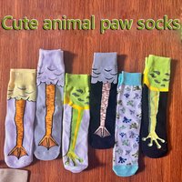 Cute Animal Paw Socks Anime Cartoon Frog Ducks Geese Long Feet Funny Socks Women Men Mid Calf SocksFriends New Year Gifts