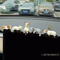 【YY26】5Pcs Cute Car Decoration Sleeping Cat Doll Creative Auto Ornaments Toys Cat Micro Landscape Model Cute Car Accessories