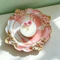 Round Embossed Plaster Storage Tray Silicone Molds DIY Mirror Frame Gypsum Plate Tray Home Decoration Mold