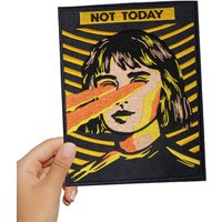 1PC Not Today Laser Eyes Girl Embroidered Patch Iron/Sew On Patches For Clothing Cap Bag Jacket DIY Gift Badge With Hot Adhesive