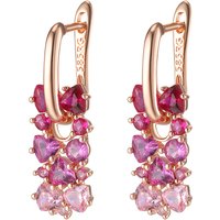 Wbmqda Pink And Red Gradient Stone Earrings For Women 585 Rose Gold Color 28*10mm Zircon Jewelry Accessories