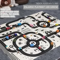 Kids Playmat City Traffic Car Park Play Mat Waterproof Parking Lot Kids Rug Boy Girl Educational Toys for Children Map