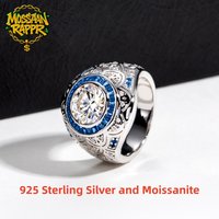 MossanRappr 3ct D Color Moissanite Men Diamond Ring 925 Sterling Silver Vintage Luxury Hip Hop Rings Fine Jewelry for Men Women