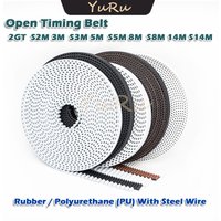 Open Timing Belt 2GT S2M 3M S3M 5M S5M 8M S8M 14M S14M HTD Drive Rubber Transmission Width 6~50mm CNC PU Polyurethane Steel Wire