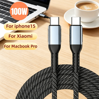 100W PD Nylon Braided Cable Type C Super Fast Charging Cable High Speed Data Cord Type C to C Wire For iPhone 17 Xiaomi Samsung