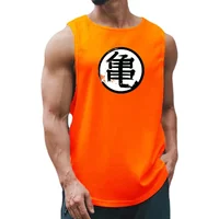 Japanese Anime Turtle Script Printed Summer Fitness Sports Tank Tops Men Gym Clothing Workout Sleeveles Shirt Loose Running Vest