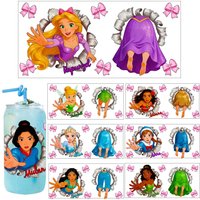1/5PCS Bundle Cute Princess Style Cartoon UV DTF Transfer Sticker DIY Decals 3D transfers uvdtf stickers 16oz uv dtf cup wraps