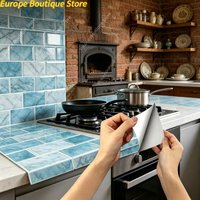 Self Stick Blue Marble Crystal Tile Sticker 6PCS 3D Effect Waterproof Oilproof For Kitchen Bathroom Backsplash