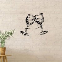 Vintage Metal Wall Art Iron Wine Cup Sculpture, Rustproof Bar Decor Gift