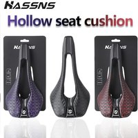 AliExpress NONE HASSNS Leather Bicycle Saddle 145mm Lightweight Hollow Breathable Comfortable Bike Seat for MTB Road Bike