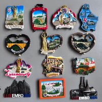 European Luxembourg Landmark Fridge Magnets Heart Shape Tourism Memorial Magnetic Stickers for Refrigeraters Decorative Crafts