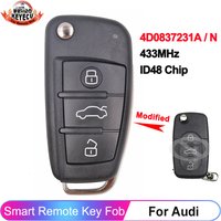 KEYECU Upgraded 4D0837231A 4D0837231N For Audi TT RS4 A3 A4 A6 A8 Quattro Flip Fob 433MHz ID48 Chip Car Remote Key