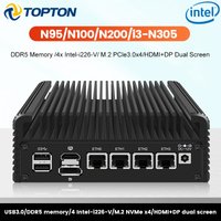 Topton Firewall NAS Fanless Mini PC Intel Core i3 N305 N100 DDR5 2xNVMe 4x i226-V 2.5G LAN 8xUSB Proxmox Host Homelab Server