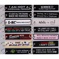 Autism Embroidery Key Fobs Funny Keychain For Women Science Key Tag Ring Motorcycles Cars Backpack Chaveiro Gifts