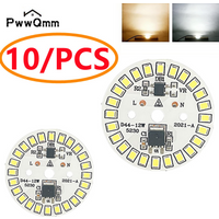 PwwQmm 10pcs/lot LED Chip 15W 12W 9W 7W 5W 3W No Need Driver AC 220V-240V SMD 2835 Cold Warm White Round Lamp Beads for Bulb
