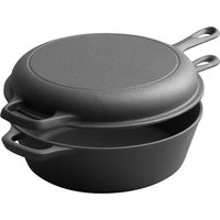 2-in-1 Pre-Seasoned Cast Iron Dutch Oven Pot 10" Deep Pot And Frying Pan For Cooking Baking Bread 3QT Skillet Cookware Set