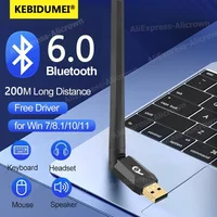 200M Bluetooth 6.0 5.4 Adapter USB Dongle Wireless Adapter Music Audio Receiver Transmitter for PC Mouse Keyboard Driver Free