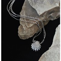 High Quality Beads Chain Metal Shell Necklace Pendant Waterproof Texture Smooth Stainless Steel Jewelry