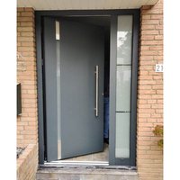 Household Aluminum Alloy Heavy Duty Entrance Door with Side Opening Windows Fashionable Design Security Doors Manual Front Doors