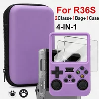 For R36S/R35XX game console storage bag EVA hard portable protective case accessories R36S silicone cover, screen protector film