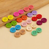 30-Pack 15mm Colorful Wooden Buttons - 4-Hole Hand-Sew Buttons for Kids' Fashion & DIY Craft Projects