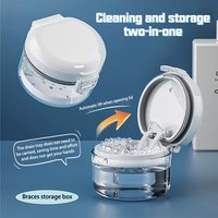 Portable Orthodontic Retainer Case Multi-layer Invisible Braces Storage Box Soaking Teeth Denture Cleaning with Brush Container