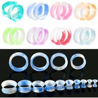 8Pairs Candy Color Mix Flexible Soft Silicone Round Ear Tunnel&Plugs Flesh Hollow Double Flare Ear Expander Piercing Earring Y2K