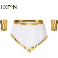 Costume de gladiateur de Dieu grec des Prairies pour hommes, toge romaine, minijupes césar avec poignets, tenue de fête à thème d'Halloween, habillage de paupières