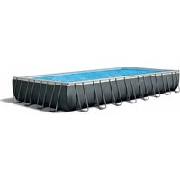 Steel Frame Swimming Pool, 7.32x3.66x1.32m Above Ground Pool, Durable PVC Metal Frame Pool, Rectangle Outdoor Pool for Family