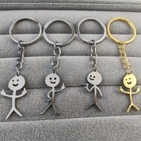 Stainless Steel Hip Hop Funny Doodle Pendant Keychain for Girls Car Key Chains Phone Chain Buckle Jewelry Accessories Gift